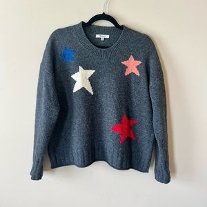 Madewell charcoal grey sweater with colorful stars